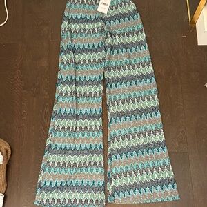 Multicolor Crochet Patterned Flare Pants